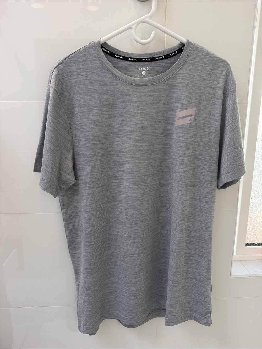 Hurley Men's Heather Gray Short Sleeve Crew Tee with Subtle Logo